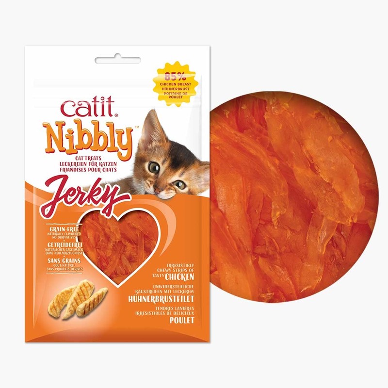 Catit Nibbly Jerky Cat Treats, Chicken Recipe - Grain-Free Cat