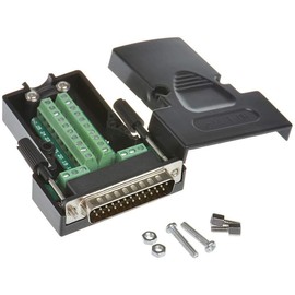 Harissess 2 Pieces DB25 Solderless Plug, RS232 D-SUB Serial to 25-Pin Port Terminal Plug Adapter Breakout Board with Housing Long Screws Nuts