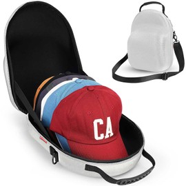 Livelab Hat Travel Case, Hard Hat Case for Baseball Caps, Hat Storage for Travel with Carrying Handle & Shoulder Strap, Hat Organizer Protects Up to 6 Hats - Grey