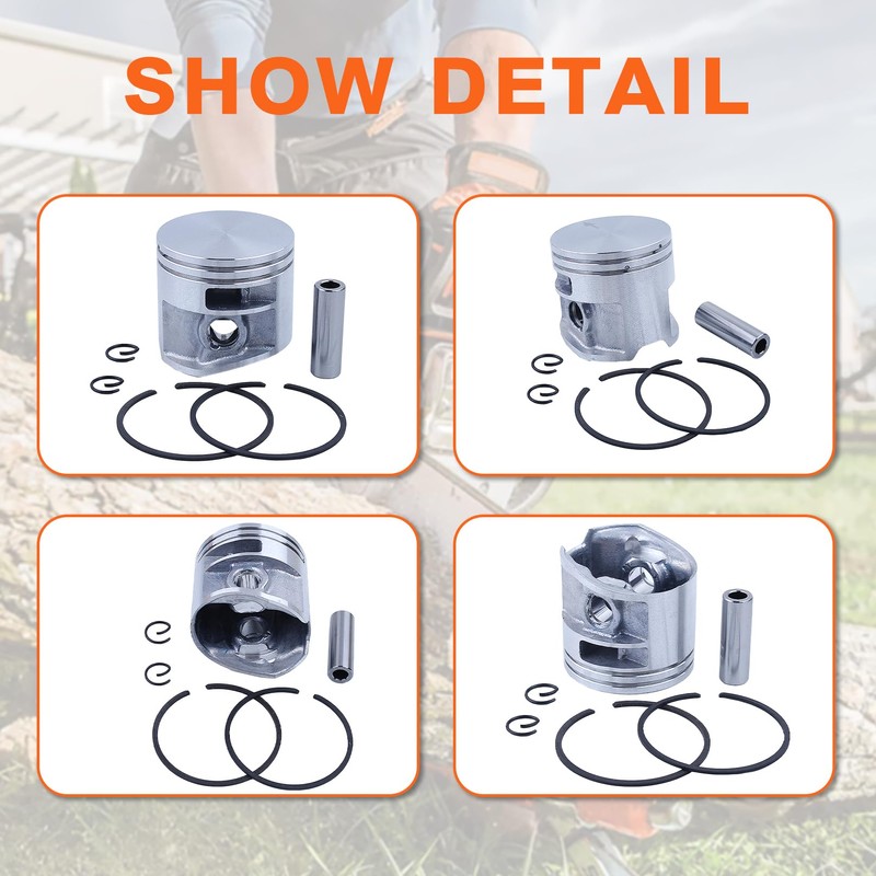 Mtanlo 44.7mm Piston Ring Kit for Stihl MS271 MS271C MS