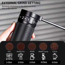 Bincoo Foldable Manual Coffee Grinder with External Adjustable Setting,Coffee Bean Grinder with Portable Storage Bag,Stainless Steel Burr Grinder Suitable for Home, Office and Travel for Use (Black)