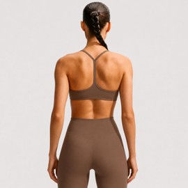 Athletic Motion Since 1976 Top Deportivo Mujer, Sport Bra, Acolchado, Forma de Y-Espalda, para Yoga, Pilates o Correr, Talla S, Color Café
