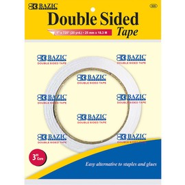 BAZIC Double Sided Tape 1" X 20 Yard (720"), Clear Sticky Mounting Adhesive Tapes, Permanent Double-Sided Tape for Arts Crafts Scrapbooking, 2-Pack