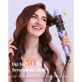 wavytalk Wavytalk Thermal Brush, Blowout Express 1.5 Inch Negative Ion Thermal Round Brush Creates Blowout Look, lonic Frizz Reduction Makes Hair Smoother (Lavender Purple)