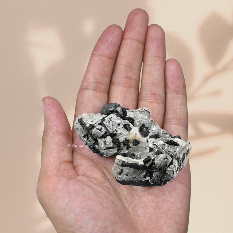 2 Pieces Black Rutilated Quartz Raw Crystals and Healing Stones,