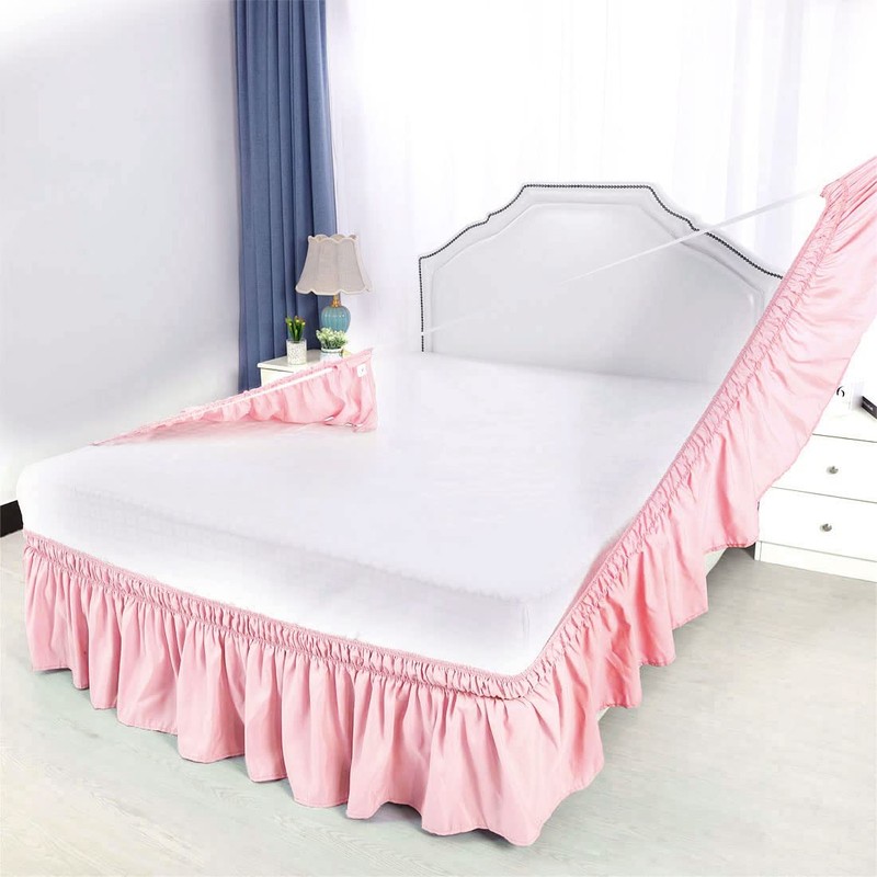 PiccoCasa Elasticated Bed Skirt Ruffled Bed Base Wrap Around Bed
