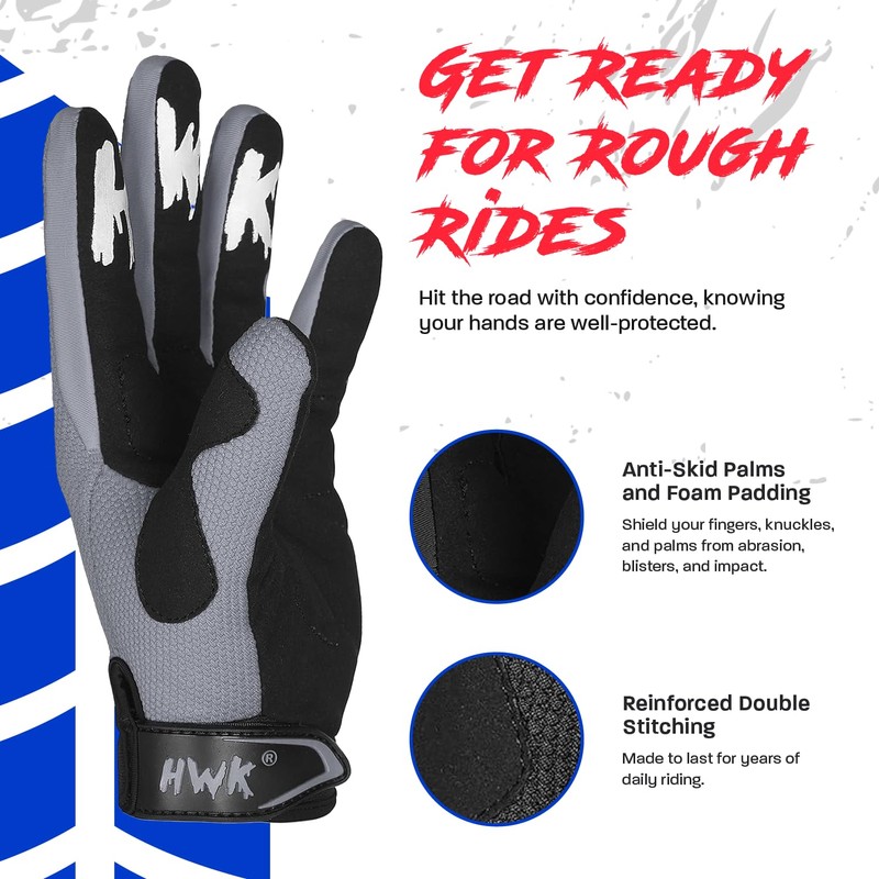 HWK Motorcycle Gloves for Men & Women, Durable & Comfortable