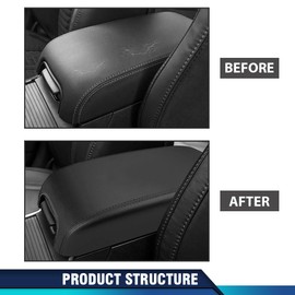 PIT66 Armrest Cover Replacement Center Console Lid Cover Compatible with Dodge Charger 2011-2023 Leather Black