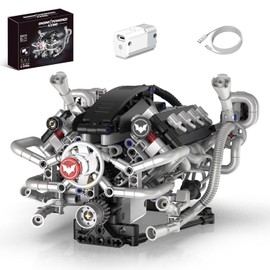 Mini V8 Engine Model Kit That Runs, 770PCS Motorized Building Set for Adults with Lights, STEM Construction Engineering Toy, DIY Project Gift for Men and Teens