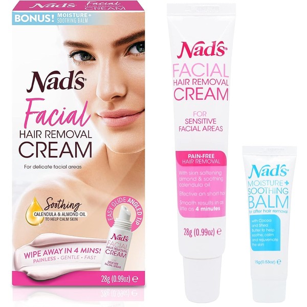 Nad's Gentle & Soothing Facial Hair Removal For Women - Sensitive Depilatory Cream For Delicate Face Areas, 0.99 Oz (4446)