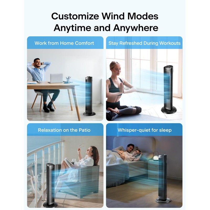 PELONIS 30 Inch Oscillating Tower Fan with 3 Speed Settings