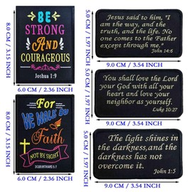 5Pcs Bible Verse Patches - John 1:5, Luke 10:27, John 14:6, 2Corinthians 5:7, Joshua 1:9 Bible Tactical Morale Patch for Clothes Bags Backpacks Vest