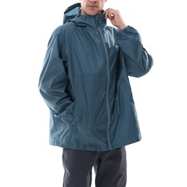 CAMEL CROWN Men's Rain Jacket Waterproof Lightweight Windproof Raincoat with Hood for Cycling Hiking Running Golf Blue