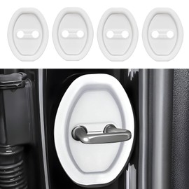 GutGiel 4PCS Door Latch Lock Cover, Upgraded Silicone Car Door Strike Protector, Silent Shock Vehicle Doors Locks Guard, Universal Accessories Car Doors Edge Protector for Most Vehicles(White)