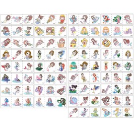 Pandalord Little Mermaid sticker tattoo tattoo henna water sticker scar cover for kids children girls, 1 set, F type 102 sheets / 판다로드 인어공주 판박이 스티커 타투 문신 헤나 물 스티커 흉터 커버 키즈 아동 여아용, 1세트, F타입 102장