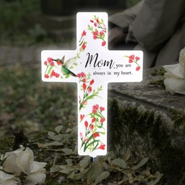 Lifeholic Solar Cross Light Cemetery Mom Cross Grave LED Light Outdoor Garden Memorial Lamp Stake Marker Sympathy Gifts Sign for Loss of Loved One
