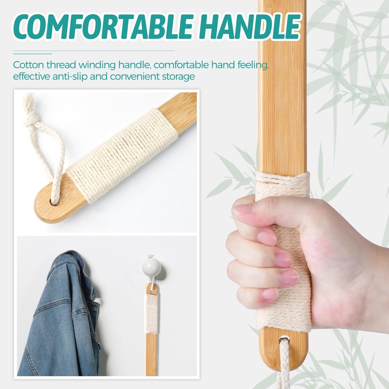 Bamboo Back Scratcher for Men, 22'' Long Handle Wooden Back