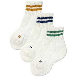 Health Knit Kids' Quarter Length Line Socks, 3-Piece Pack, 003 2-Line Sinker