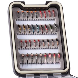 Bassdash Fly Fishing Flies Kit Fly Assortment with Fly Box with Dry/Wet Flies, Nymphs, Streamers