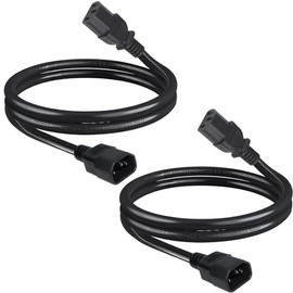 Power Cable C14 to C13 0.5M Short Extender for Kettle Lead PC Computer Monitor C13 C14 Iec Power Cable 50cm Cords(2 Pack)