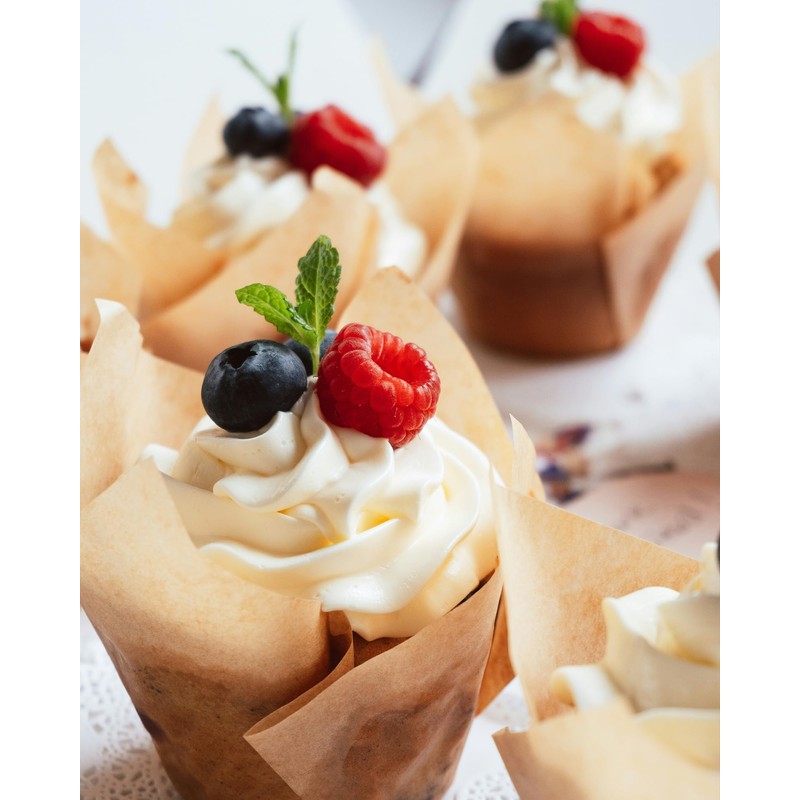 Bake Choice 100pcs Natural Jumbo Tulip Cupcake Liners for Baking,