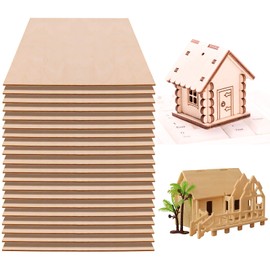 Fabbay Basswood Sheets 1/16 Inch Thin Wood Sheets Craft Wood Board Unfinished Plywood for Craft DIY Wooden Plate Model Wooden House Aircraft Ship Boat School Projects, 12 x 8 Inches (20 Pieces)