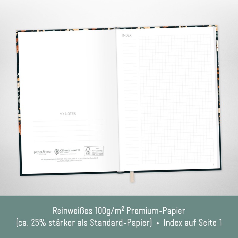 paper&you Notebook A5+ Squared with Elastic Band "Pretty Flowers" 156