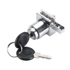 Juvielich 1Pcs 1.73" Length Single Door Zinc Alloy Keyed Alike Sliding Glass Cabinet Lock for Glass Door Showcase Window Silver Tone