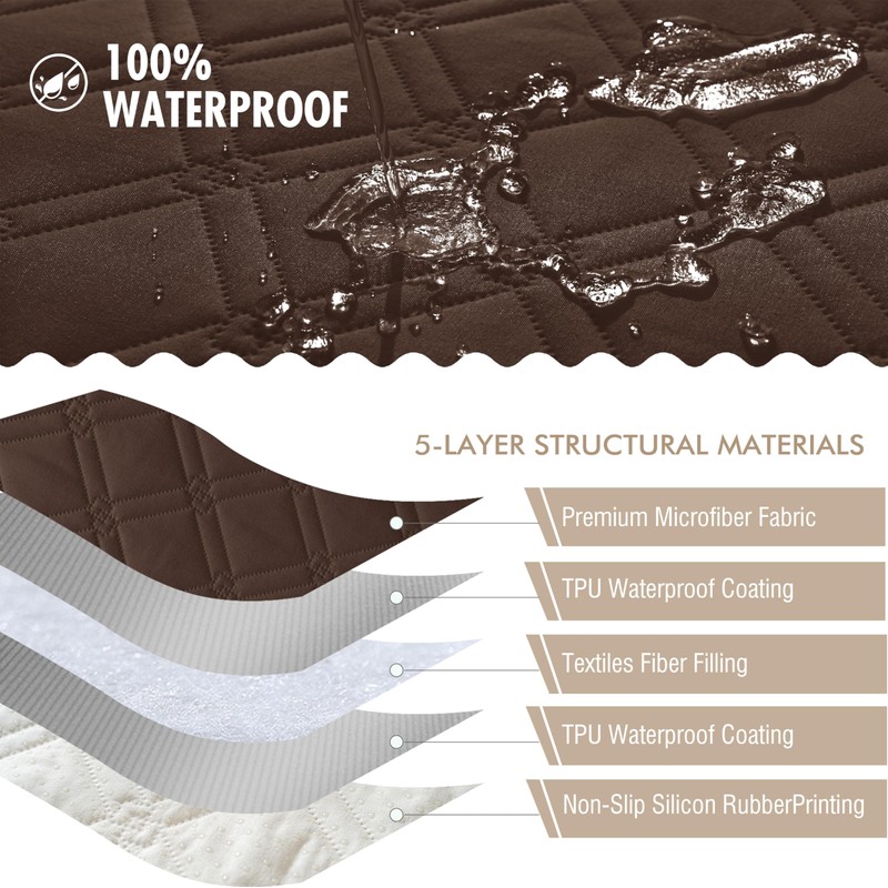 Genina Waterproof Couch Cover, Washable Anti-Slip 51 inch Loveseat Sofa
