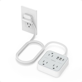 Extension Cord with Multiple Outlets for Cruise Ship 5 FT, TESSAN Travel Ring Pull Flat Plug Power Strip with 3 USB (1 USB C), 3 Outlets Charging Station for Office School Dorm Room Supplies