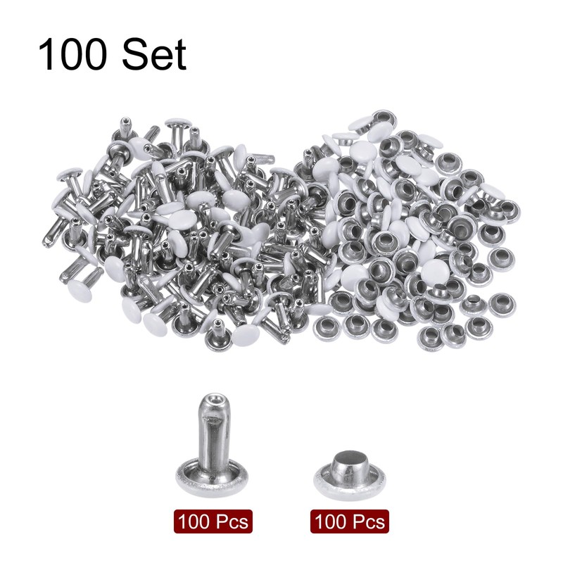sourcing map 100 Sets Leather Rivets 6mm x 8mm Metal