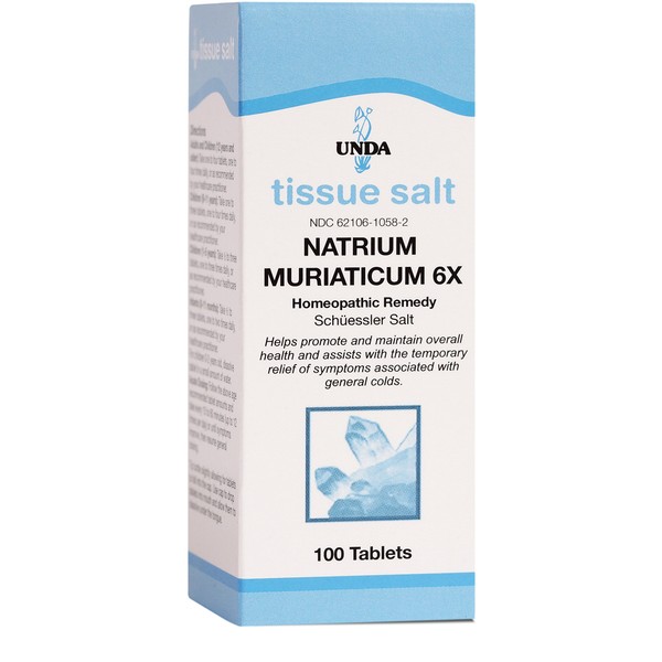UNDA Natrium Muriaticum 6X (Salt) | Homeopathic Remedy Helps Maintain Healthy Water Balance and Temporarily Relieve Symptoms of General Colds | 100 Tablets