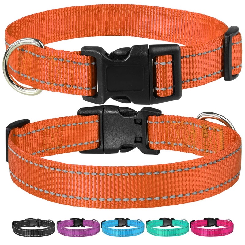 Reflective Dog Collar with Buckle Adjustable Safety Nylon Collars for