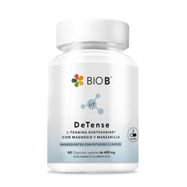 BIO B L-Teanina 200 mg DeTense con Suntheanine Magnesio y Manzanilla Apoyo para Estrés Relajación y Disminuir Cortisol 60 Cápsulas
