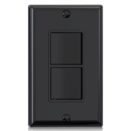 AIDA Single Pole Double Paddle Rocker Decorator Light Switch, 15 Amp Self-grounding Electrical Light Switches, Residential Grade, UL Listed (1 Pack, Glossy Black)