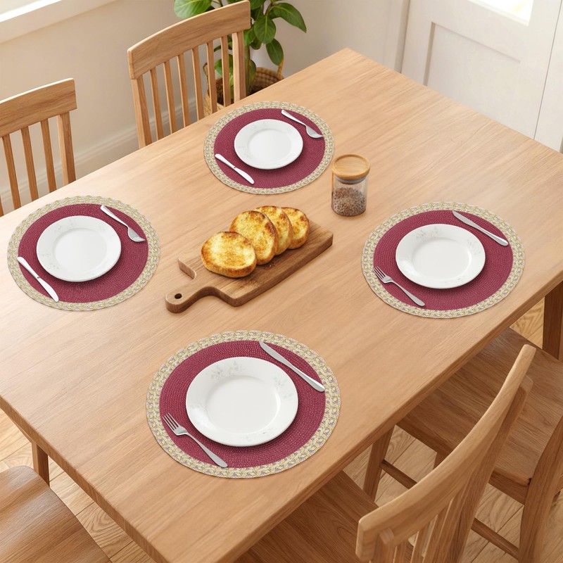 DRMHM Round Placemats Set of 8 Woven Placemats for Dining