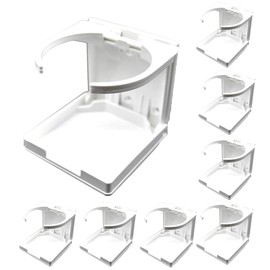 MARINE CITY Adjustable Arms Folding Cup Drink Holder - White ABS Plastic, Fits 2-5/8 to 3-1/2 Inches - Perfect for Ships, Marines, Watercrafts, and RVs - Pack of 8