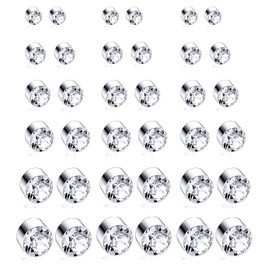Ofeiyaa 18 Pairs Magnetic Stud Earrings for Women Men Clip on No Piercing Magnet CZ Earrings Set Fake Earring Studs Jewelry 4-9MM