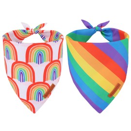 ADOGGYGO Rainbow Dog Bandana, Multi Size Offered, Pride Day Rainbow Bandanas for Large and Extra Large Dogs Pets (X-Large, Rainbow)