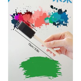 WAFJAMF 10 Pack Poly Foam Paint Brushes 1 Inch Sponge Painting Brushes Wood Handle Paint Sponges Set for Painting Cleaning