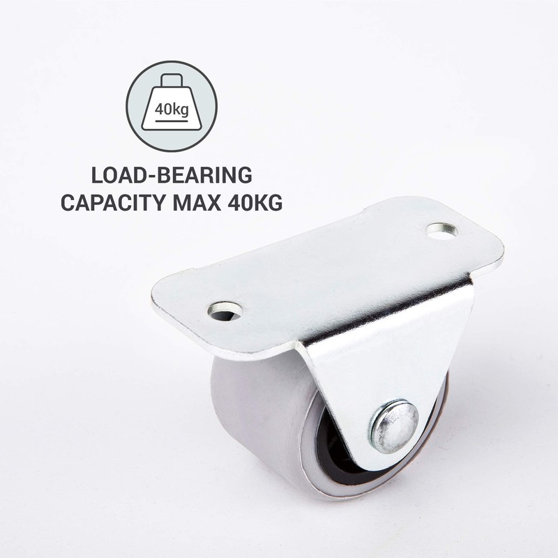 (Pack of 8) 30 mm Rubber Wheel Plastic Twin Castors