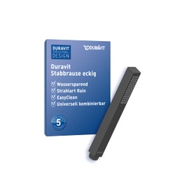 Duravit Water-Saving Shower Head with Rain Jet Type, Square Shower Head, Hand Shower with Water-Saving MinusFlow Function, Easy to Clean, Matt Black