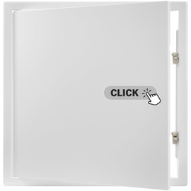 REPA MARKET 16" x 16" Inch Galvanized Steel Access Panel Door with Click Open/Close Mechanism, for Indoor Use, Opening Flap Cover Plate Latch, Inspection Hatch, White Polymer Coating