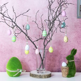 com-four Decorative Easter Eggs for Hanging, Made of Wood in Great Colours, Beautiful Patterns