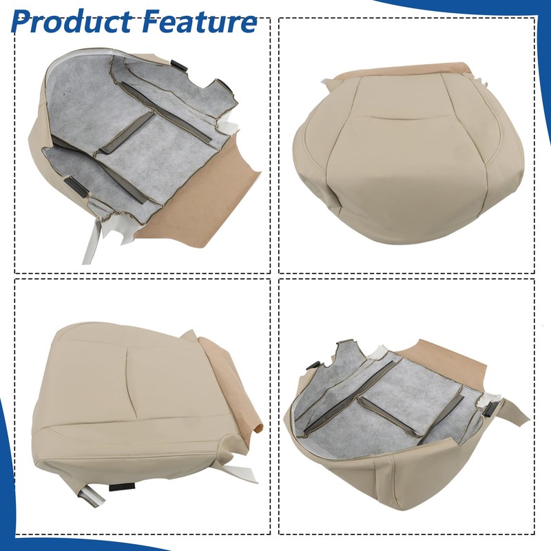 WFLNHB Artificial Leather Front Driver Side Bottom Seat Cover Tan
