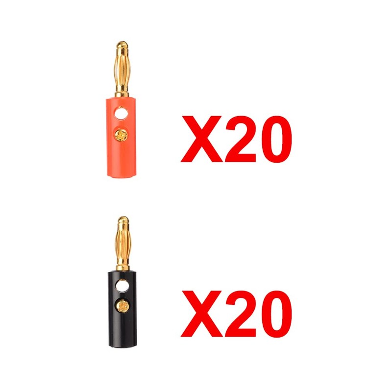 UP to 40Pcs Black Red Connector 4mm Gold Plated Banana