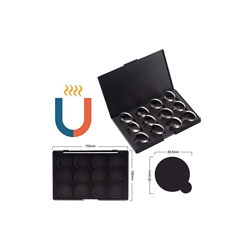 Allwon Empty Magnetic Eyeshadow Makeup Palette with 12Pcs 26mm Round