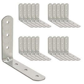 OMIDEAS 20 x Angle Bracket (60 x 60 x 16) 90 Degree L Shape Corner Brace Plate Wood Metal Connecting Fixing Joining Repair Support Galvanised Connector