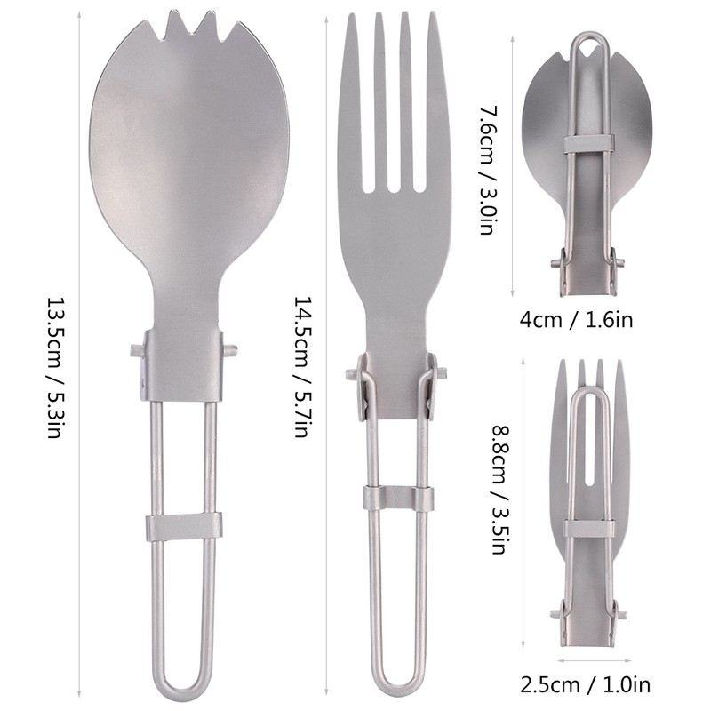 Portable Folding Titanium Spork Fork Outdoor Camping Cutlery Travel Tableware(Fork