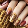 Fall Press on Nails Medium Square Fake Nails Maple Leaves